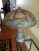 Antique Art Nouveau Reverse Paint Scenic Panel Glass Lamp Lamps photo 2
