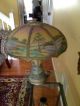 Antique Art Nouveau Reverse Paint Scenic Panel Glass Lamp Lamps photo 6