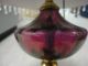 Brass & Amethyst Glass Lamp Shabby Chic Shade,  Orig.  Pull&finial Works Perfect Lamps photo 2