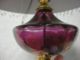Brass & Amethyst Glass Lamp Shabby Chic Shade,  Orig.  Pull&finial Works Perfect Lamps photo 4