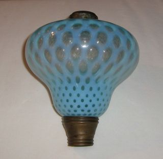 Antique Rare Honeycomb Or Mini Coin Dot Opalescent Blue Glass Font Fenton Lamp? photo