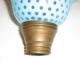 Antique Rare Honeycomb Or Mini Coin Dot Opalescent Blue Glass Font Fenton Lamp? Lamps photo 3
