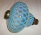 Antique Rare Honeycomb Or Mini Coin Dot Opalescent Blue Glass Font Fenton Lamp? Lamps photo 5