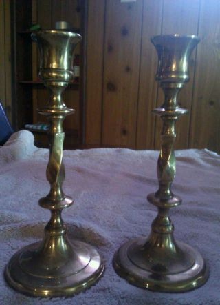 Great Pair Of Solid Brass Candle Holder Vintage India photo