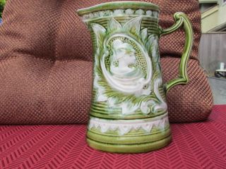 Antique Very Early Green Pottery Pitcher photo