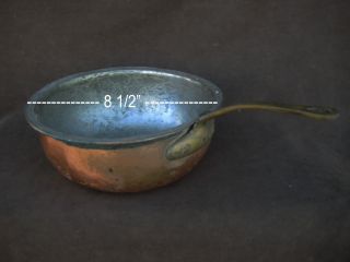 Antique Primative Copper Pots W Brass Handle - 8 1/2 
