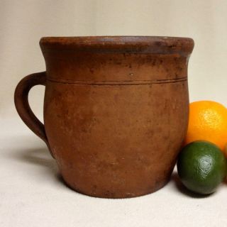 Antique Stoneware: Ca.  1860 Semi - Ovoid Pa Redware Crock W/ Handle,  John Bell? photo