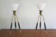 Mid Century Modern Brass Tripod Table Lamps Lightolier Thurston Vintage Eames Lamps photo 1
