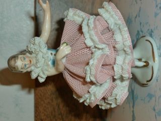 Dresden Lace Porcelain Small Ballerina Figurine Handarbeit photo