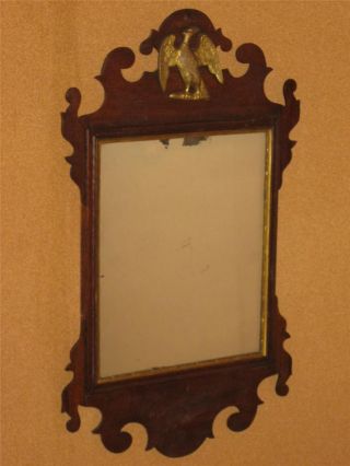 Great 18th C Chippendale Mirror With Carved Gilded Eagle Great Carved Crests photo