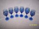 6 Vintage Handcrafted Cobalt Blue Depression Footed Wine Glasses Stemware photo 1