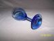 6 Vintage Handcrafted Cobalt Blue Depression Footed Wine Glasses Stemware photo 4