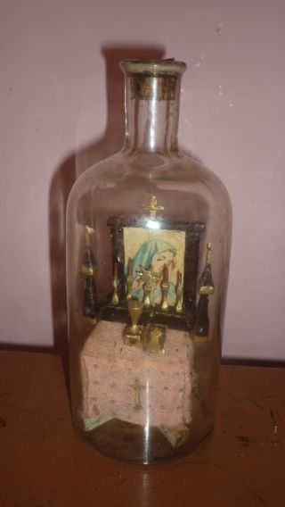 Antique Glass Miniature Shrine 1800 Year End photo