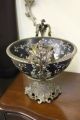 Bronze W/ Hand Painted Oriental Porcelain Mount Bowl Centerpiece Bowls photo 3
