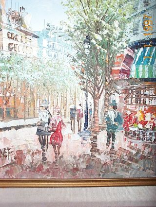 Stunning~vtg~thick Oil Painting~signed Gyrneff~city Sene~raining Day~nice Frame photo