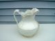 Antique 5.  5 Qt Pottery Vanity Wash Stand Pitcher Ewer Jug Cream With Gold Trim Pitchers photo 2