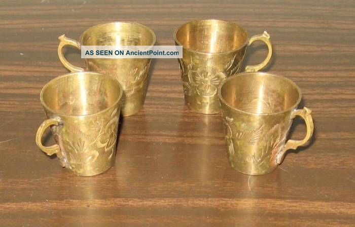 Brass Cup 4 Pc Authentic Brass Coffee Cup Metalware photo