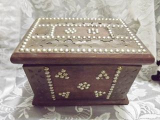 Fantastic Completely Hand Made Tramp Art Stud & Cut Out Brass Treasure Box photo
