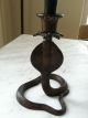 Antique Vtg Late 1800s Embossed Bronze Snake Cobra Serpent Candle Stick Holder Metalware photo 1