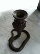 Antique Vtg Late 1800s Embossed Bronze Snake Cobra Serpent Candle Stick Holder Metalware photo 3