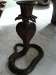 Antique Vtg Late 1800s Embossed Bronze Snake Cobra Serpent Candle Stick Holder Metalware photo 4
