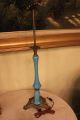 Antique French Blue Opaline Glass Ornate Bronze Banquet Table Lamp Lamps photo 1