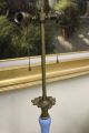 Antique French Blue Opaline Glass Ornate Bronze Banquet Table Lamp Lamps photo 5