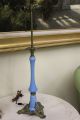 Antique French Blue Opaline Glass Ornate Bronze Banquet Table Lamp Lamps photo 6