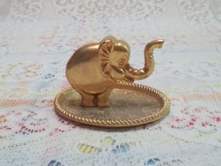 Vintage Brass Metalware Elephant Ring Holder Trinket Tray photo