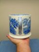 Antique Blue Transferware Porcelain 2 Handle Mug~adams Cattle Scenery England Mugs & Tankards photo 2