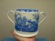 Antique Blue Transferware Porcelain 2 Handle Mug~adams Cattle Scenery England Mugs & Tankards photo 3