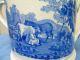 Antique Blue Transferware Porcelain 2 Handle Mug~adams Cattle Scenery England Mugs & Tankards photo 6