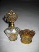 Vintage Perfume Bottle W/gold - Tone Filligree Stand - - Glass Dauber W/filligree - Euc Perfume Bottles photo 1