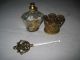 Vintage Perfume Bottle W/gold - Tone Filligree Stand - - Glass Dauber W/filligree - Euc Perfume Bottles photo 2