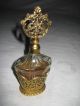 Vintage Perfume Bottle W/gold - Tone Filligree Stand - - Glass Dauber W/filligree - Euc Perfume Bottles photo 5