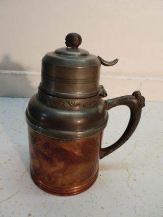 Antique Sovereign G I Mix Copper& Pewter Caddy Pitcher W/head Finial 1880 - 1904 photo