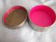 Small Antique Round Tin Pin Box With Pincushion On Top Metalware photo 4