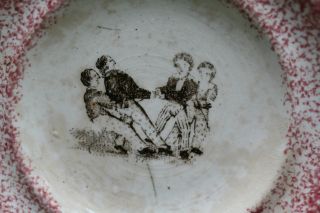 Early 19th C.  Spongeware Dish Plate With Figure Decor Centrally C1820 photo