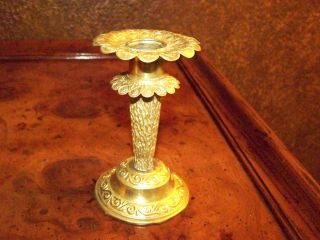 Antique French Single Candle Stick In Brass Overlay - Art Nouveau Style photo