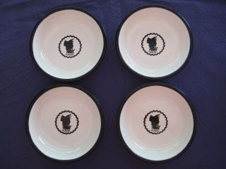 Vintage Black And White Enamel Display Dishes (set Of 4) photo