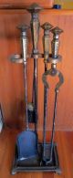 Bronze Washed Bradley And Hubbard Fireplace Tools W/stand & Hammer Texture Yum Metalware photo 1
