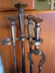 Bronze Washed Bradley And Hubbard Fireplace Tools W/stand & Hammer Texture Yum Metalware photo 7