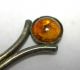 Unusual Antique Escargot Fork With Amber Metalware photo 2