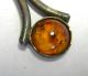 Unusual Antique Escargot Fork With Amber Metalware photo 4