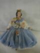 German Dresden Porcelain Lace Seated Lady Figurine With Fan Miniature Figurines photo 3