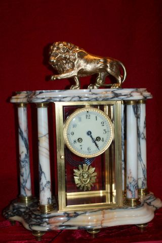 Gorgeous,  1890 Marble,  Porcelain Mantle Clock. photo