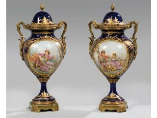 Antique French Sevres Porcelain Vases Balustres Beginning Of Xxc1900 photo