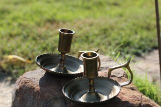 Antique Bronze Candle Holders Candle Sticks Set Of 2 photo