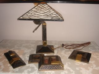 Art Deco Solid Bronze Lamp & Desk Accessories photo