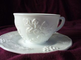 Vintage Milkglass Cup And Saucer Set photo